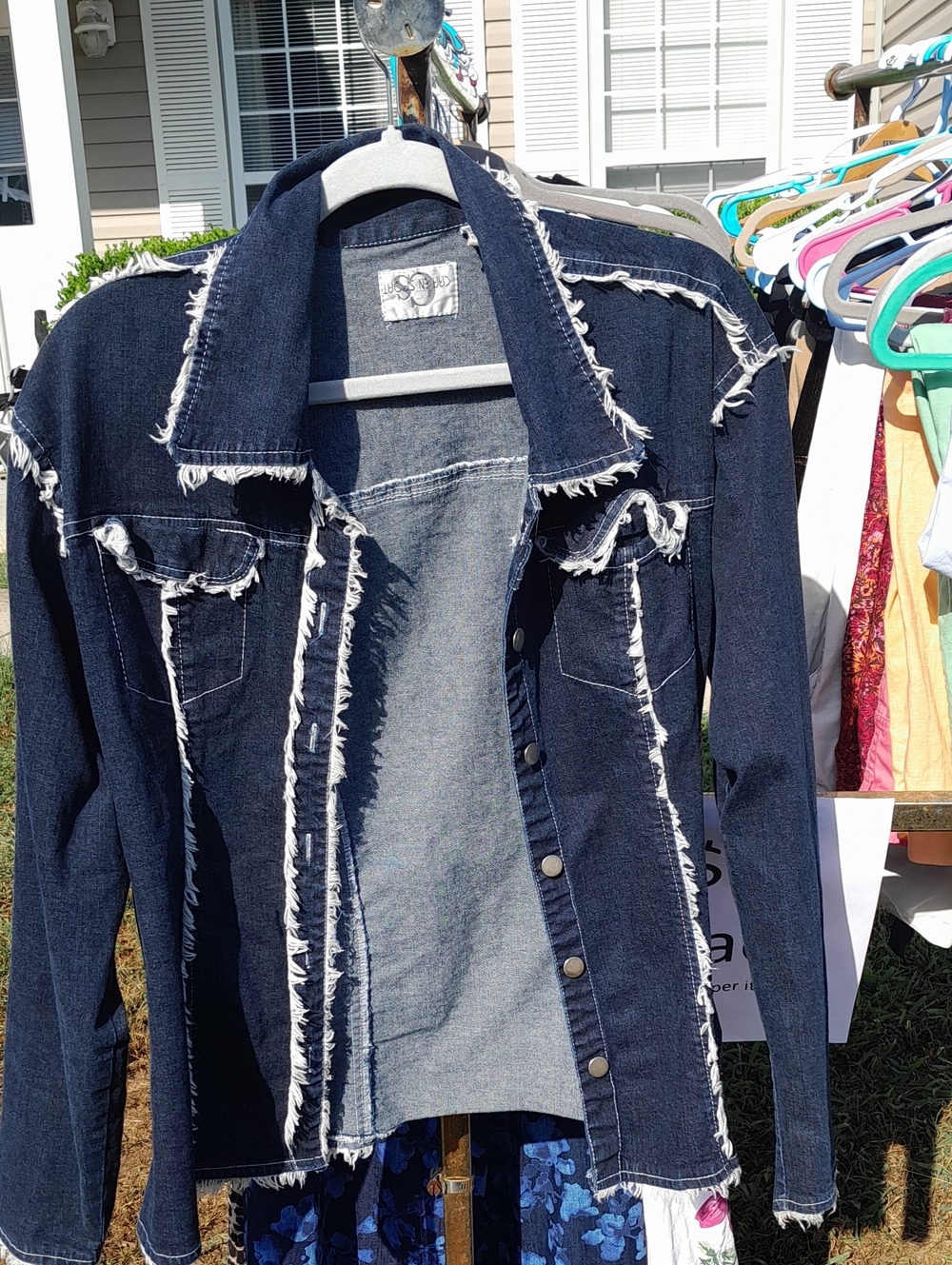 Y2k Aesthetic Frayed Edge Dark Blue Denim Jacket - Women's Casual Jacket